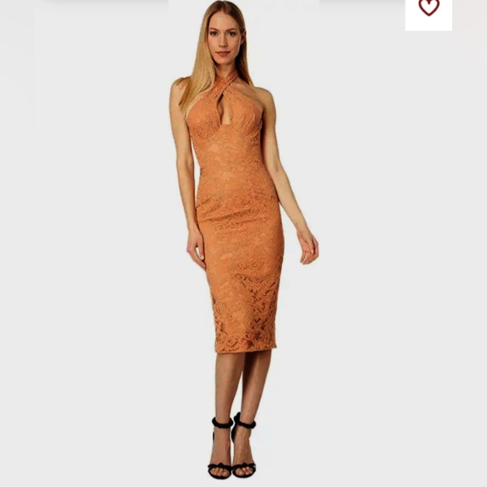 Bardot Women's NWT Warm Rust Lace Corset Dress